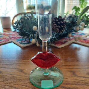 Anthropologie Red Glass Candle Holder